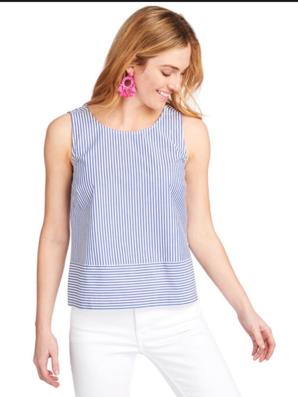 Vineyard Vines Sarah Blue and White striped Bow Back top size 10